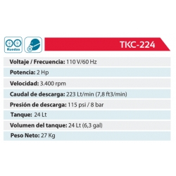 Compresor 50 Litros Coaxial (115 Voltios - 60 Hz ) Tanque TAKIMA Para Tkc-250