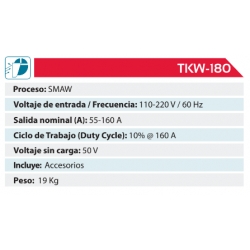 Soldador Takima 160 Amperios 110/220 Voltios Para TKW-180 Ferreteria