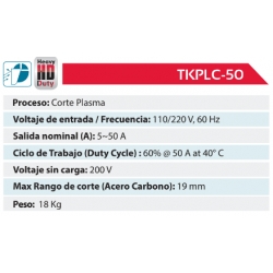 Soldador Takima Plasma 110/220 Voltios Para TKPLC-50 Ferreteria