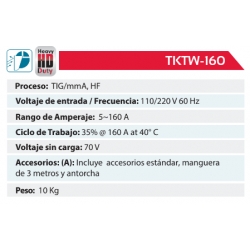 Soldador Takima Tig 160 Amperios 110/220 Voltios Para TKTW-160 Ferreteria