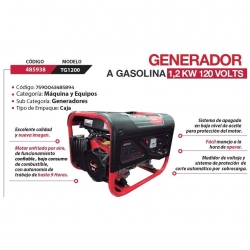 Generador A Gasolina 1.2 Kilowattios 120 Voltios Para TG1200 Ferreteria