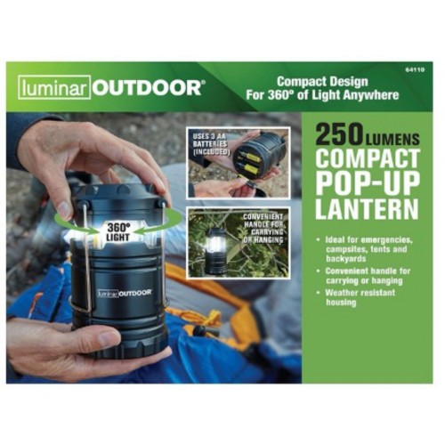 Lampara camping LED compacta iluminación 360 incluye 3 baterías &quot;AA&quot; Ferreteria