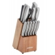 Bloque cuchillos 15 piezas acero inoxidable madera natural Ferreteria