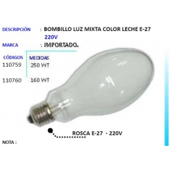 Bombillo Luz Mixta Color Leche E-27 220 Voltios.