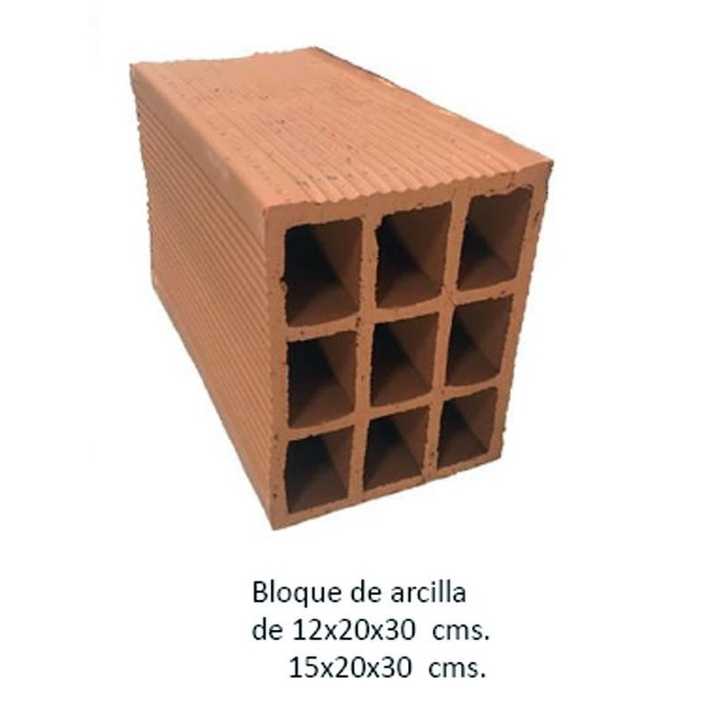 Bloque de Arcilla 12x20x30 cms. 