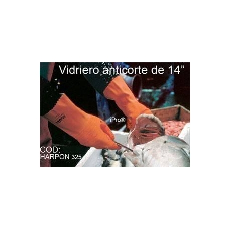 Guante Vidriero anticorte impermeable, de 14" color naranja Ferreteria