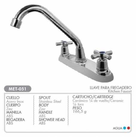 Llave Para Fregadero Modelo La Guerra Manilla T/Cruceta Ferreteria