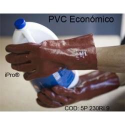 Guantes PVC Económico rojo de puño elástico sanitizado homologado Ferreteria
