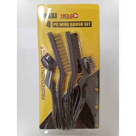 SET DE CEPILLO DE ALAMBRE M/PLASTICO (4 PZAS) MAXI TOOLS Ferreteria