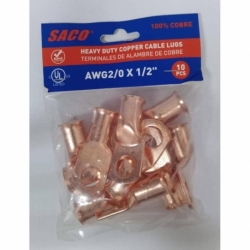 TERMINAL DE COBRE PARA CABLE AWG 2/0 X 1/2 EMPAQUE DE 10 PZAS Ferreteria