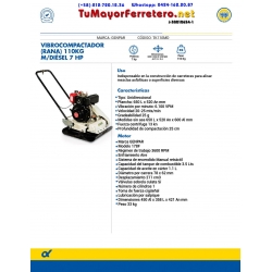 Vibrocompactador (Rana) 110 Kg Diesel Genpar 7 Hp Ferreteria