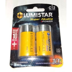 BATERIA SUPER ALKALINE C LR14 2PCS 1.5V LUMISTAR Ferreteria