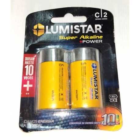 BATERIA SUPER ALKALINE C LR14 2PCS 1.5V LUMISTAR Ferreteria