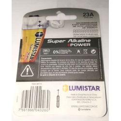 BATERIA SUPER ALKALINE 23A 1PC 12 VOLTIOS LUMISTAR Ferreteria