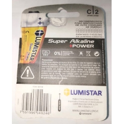 BATERIA SUPER ALKALINE C LR14 2PCS 1.5V LUMISTAR Ferreteria