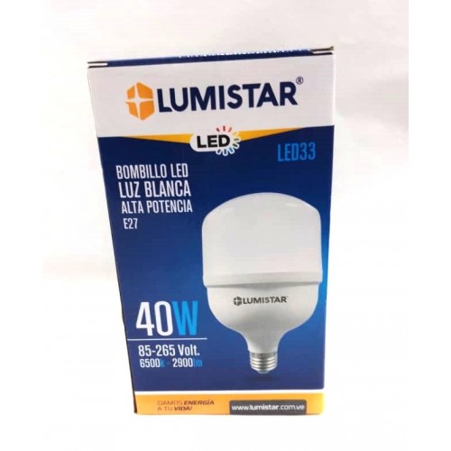 Lumistar Bombillo Led Alta potencia 40W E27 luz blanca 6500 85-265 volt