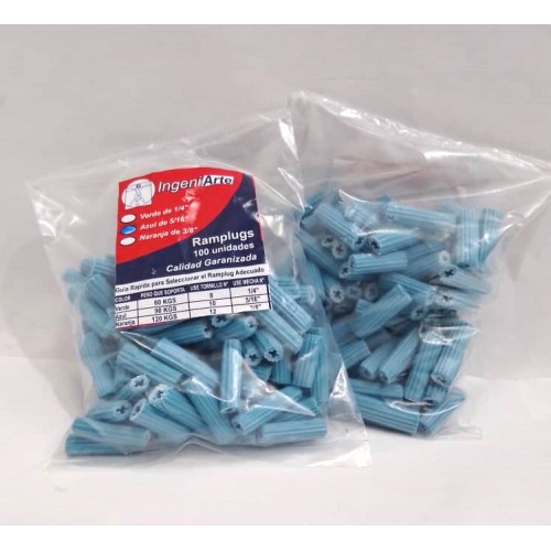 Ramplug Azul 5/16 de Pulgada bolsa de 100 piezas Ferreteria