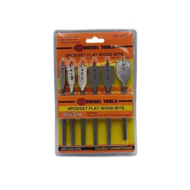JUEGO DE MECHAS PARA MADERA TIPO PLANA (3/8"-1") 6 PZS. 