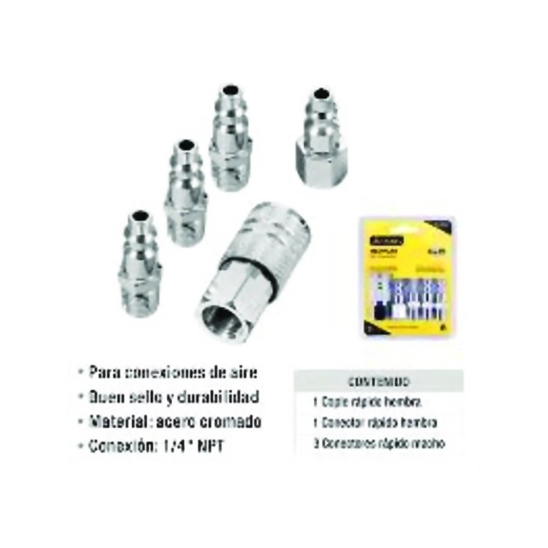 ACOPLE EN KIT "ACERO" 5PZ P/COMPRESOR Ferreteria