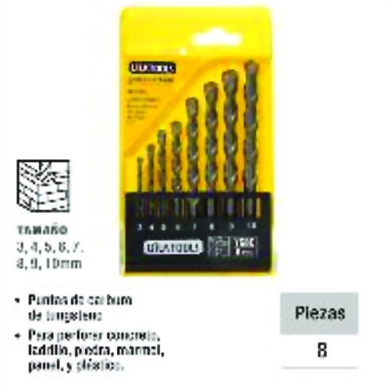 MECHAS 3 HASTA 10 MM JUEGO DE 8 PIEZAS PARA CONCRETO UYUSTOOLS Ferreteria