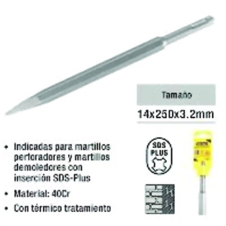 Mecha de Punta para Martillo Eléctrico 14x250x3.2 mm Ferreteria