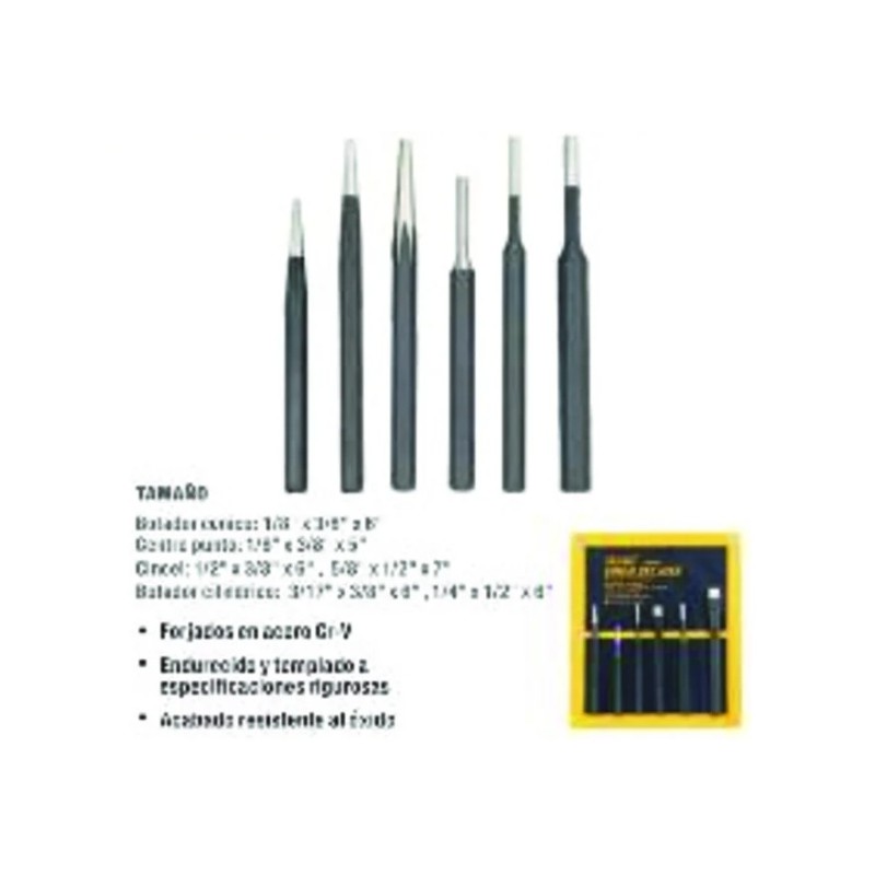 CINCEL/BOTADORES /CENTRO PUNTO JGO 6 PZS Ferreteria