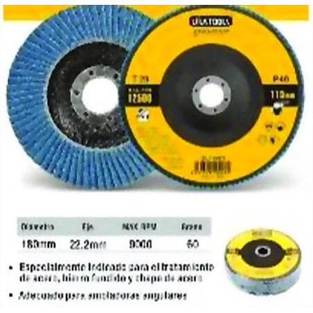 Disco 7 Pulgadas Flap Curvo Zirconia Uyustool GRA 60 Ferreteria