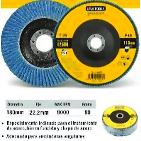 Disco 7 Pulgadas Flap Curvo Zirconia Uyustool GRA 80 Ferreteria