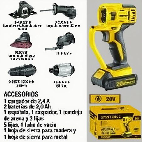 MULTIHERRAMIENTA 6 USOS INTERCAMBIABLE 20V UYUSTOOLS Ferreteria
