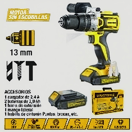 TALADRO DE IMPACTO INALAMBRICO UYUSTOOLS 13 MM Ferreteria