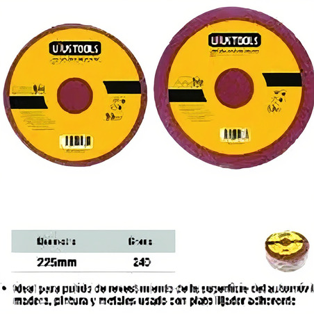 DISCO LIJA VELCRO 225 MILIMETROS GRANO 240 UYUSTOOLS Ferreteria