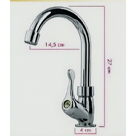 Llave Para Lavamanos 1/2 Pulgada ABS Cuello De Cisne Manilla Delta 1/4 Vuelta