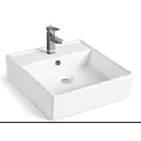 LAVAMANOS ARTISTICO CUADRADO BLANCO SOBREPONER CON GRIFO MONOMANDO 40x40x17