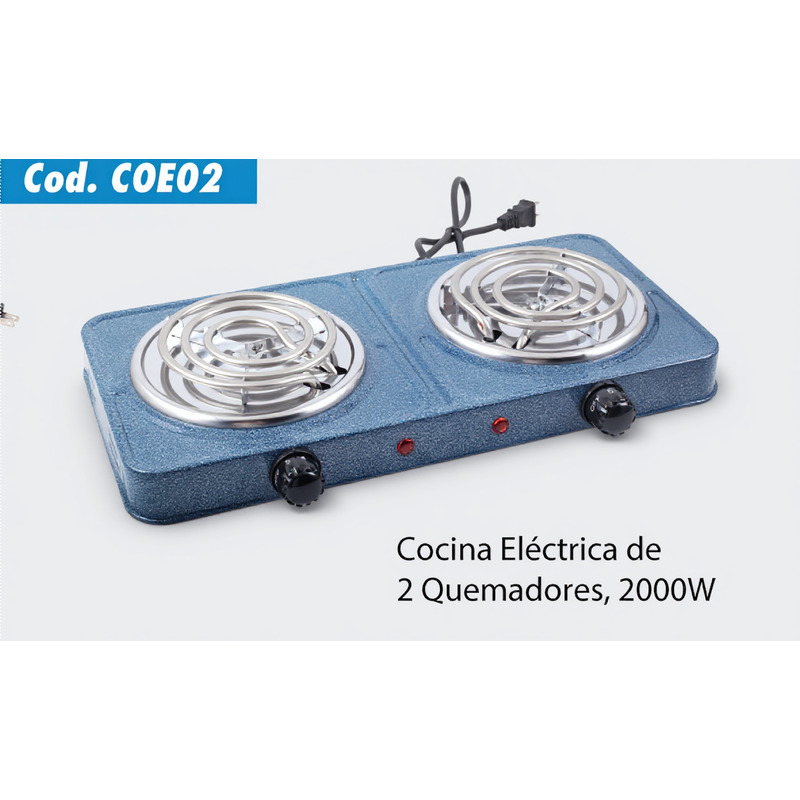 COCINA ELÉCTRICA DE 2 QUEMADORES 2000 WATTS WEQUP