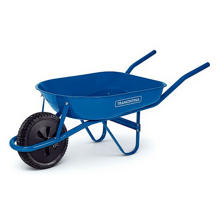 CARRETILLA AZUL 50 LITROS CON BRAZO METALICO RUEDA CON CAMARA TRAMONTINA