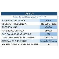 Generador Eléctrico A Gasolina de 4500W Marca Fermetal Ferreteria
