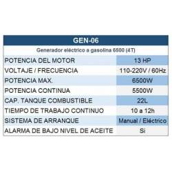 Generador Eléctrico A Gasolina de 6500W Marca Fermetal Ferreteria