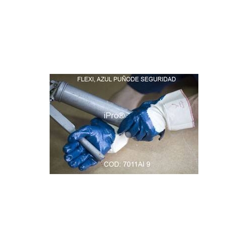 Guante Flexi color azul liviano palma lisa puñete dorso ventil