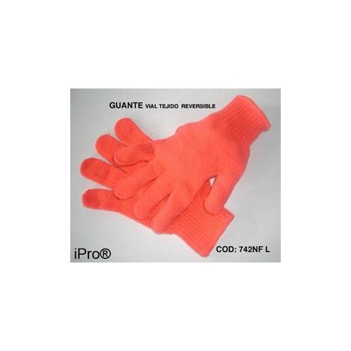 Guante Vial tejido reversible, nylon, naranja óptico, puñete elástico