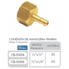 Conexion Manguera Hembra NPT 1/2 x 3/8 Pulgada Espiga (Bronce) Ferreteria